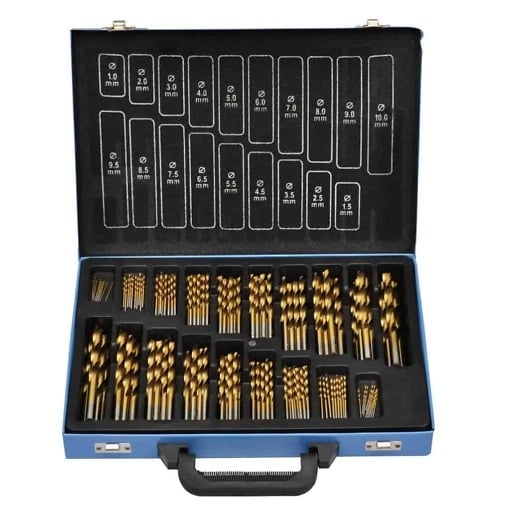HSS poranteräsarja 1-10 mm, 170 kpl, Titaaninitridi pinnoitettu