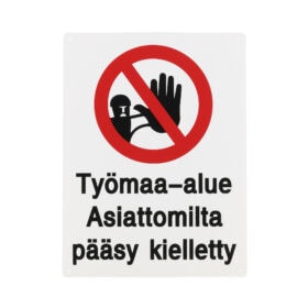 Varoituskyltti Työmaa-alue