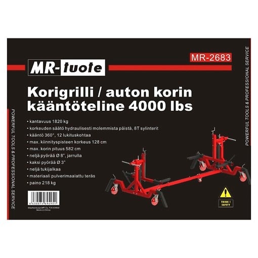 Korigrilli. Auton korin korjaukseen tarkoitettu korin kääntöteline.