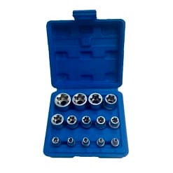 Monikäyttöinen 14-osainen E-Torx -hylsysarja.