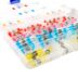 Kutistejatkoliitin lajitelma tinalla 100 kpl a plastic container with many different colored connectors