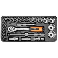 Hylsysarja kuusiokanta 1/2" työkaluvaunuun, Neo Tools