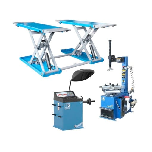 Korjaamokone kokonaisuus: Matalanostin, rengaskone + tasapainotuskone, Hauvrex