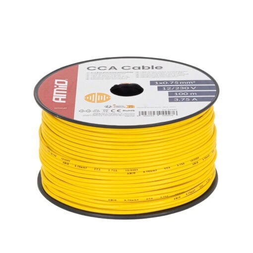 Sähkökaapeli keltainen 1x0.75mm2 100m, Amio