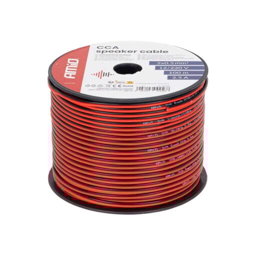 5903293044568-Kaiutinkaapeli-punamusta-2×0.5mm2-100m-Amio 5903293044568-Kaiutinkaapeli-punamusta-2×0.5mm2-100m-Amio