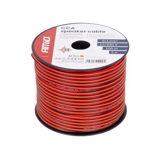 5903293044582-Kaiutinkaapeli-punamusta-2x1mm2-100m-Amio 5903293044582-Kaiutinkaapeli-punamusta-2x1mm2-100m-Amio