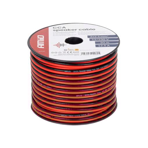 5903293044605-Kaiutinkaapeli-punamusta-2x2.5mm2-50m-Amio 5903293044605-Kaiutinkaapeli-punamusta-2x2.5mm2-50m-Amio