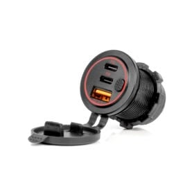 USB Pistorasia vedenpitävä punainen 12/24V, Amio