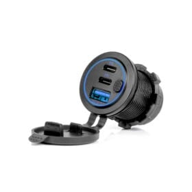 USB Pistorasia vedenpitävä sininen 12/24V, Amio