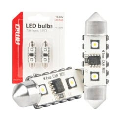 LED-ajovalopolttimot valkoinen 2SMD C5W, Amio