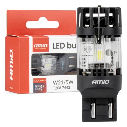 LED-ajovalopoltin W21/5W 12V, Amio
