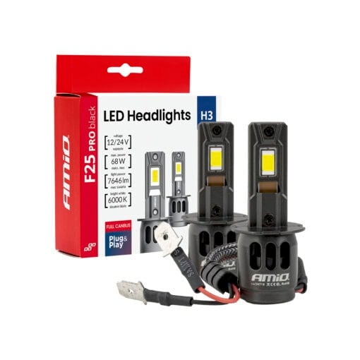 LED-ajovalopolttimot PRO H3 68W 7646lm, Amio