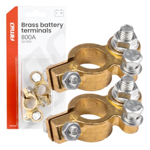 Akkukenkä messinki 2 kpl 800A -/+, Amio