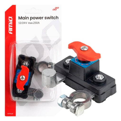 Akun päävirtakytkin 12/24V max.250A, Amio.