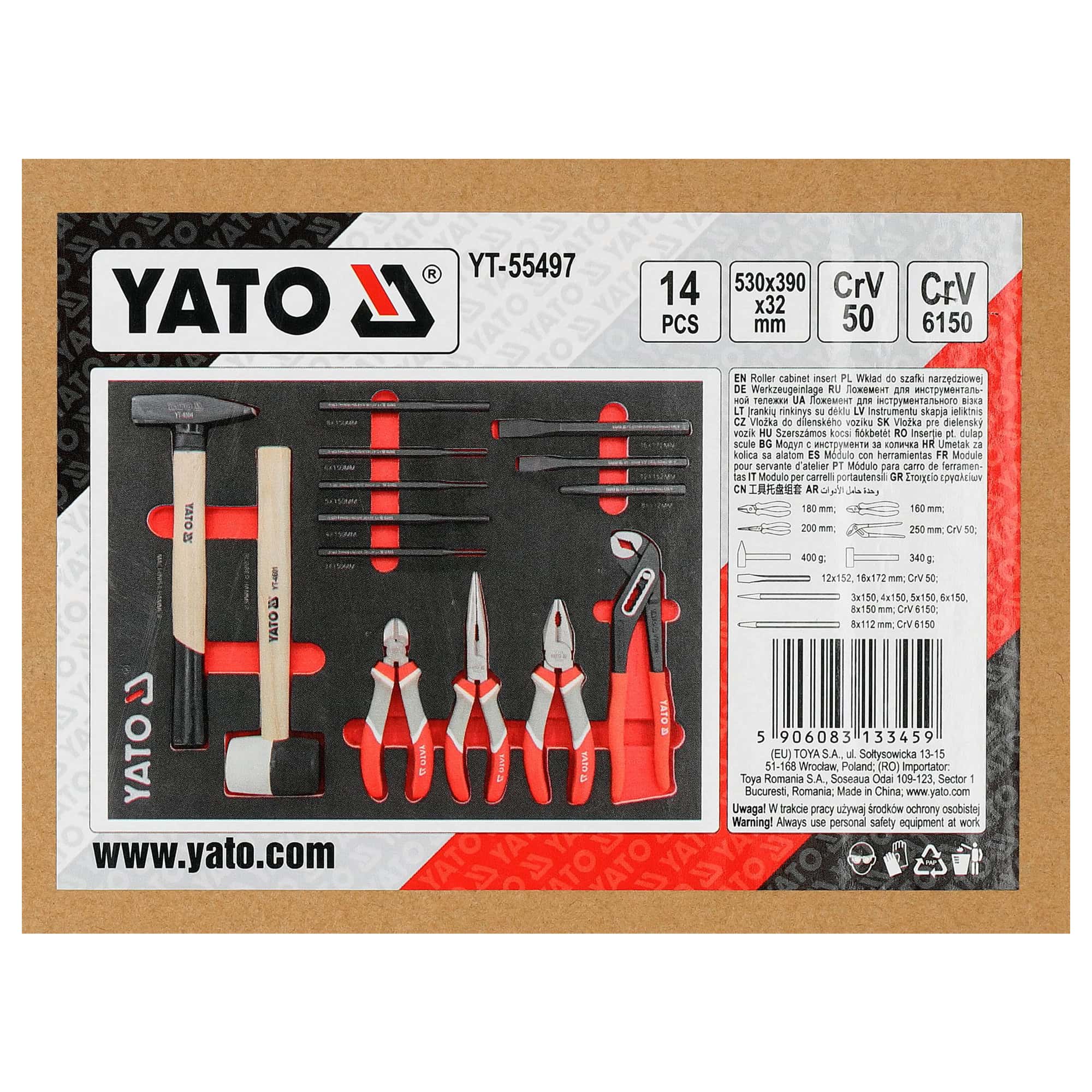 Työkalusarja työkaluvaunuun 14 osaa, Yato - Image 2